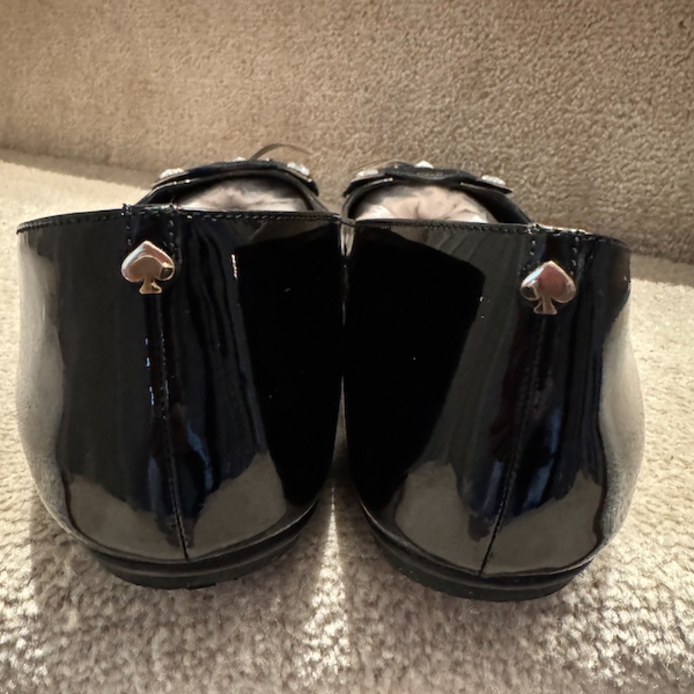 RARE kate spade NATASHA Black Patent Pointed-Toe Cat Face Flats - Picture 9 of 12